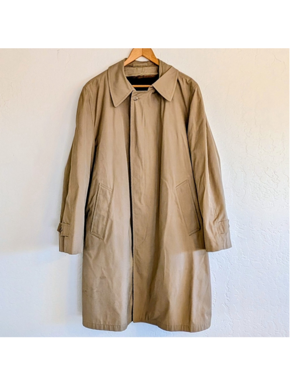 VTG London Fog Maincoats Tan Trench Coat Classic Tailored Overcoat Raincoat - Picture 3 of 16